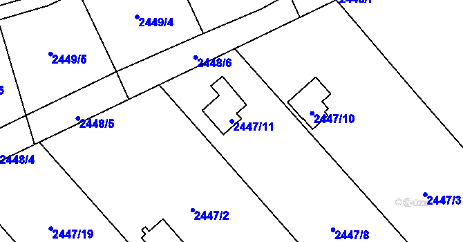 Parcela st. 2447/11 v KÚ Soběslav, Katastrální mapa
