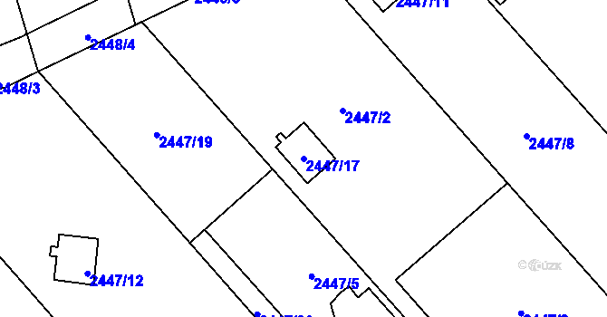 Parcela st. 2447/17 v KÚ Soběslav, Katastrální mapa