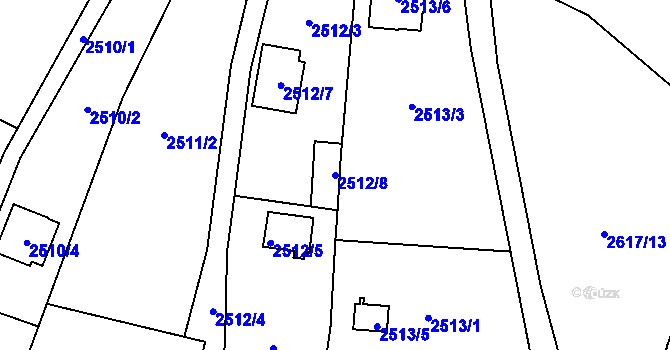 Parcela st. 2512/8 v KÚ Soběslav, Katastrální mapa