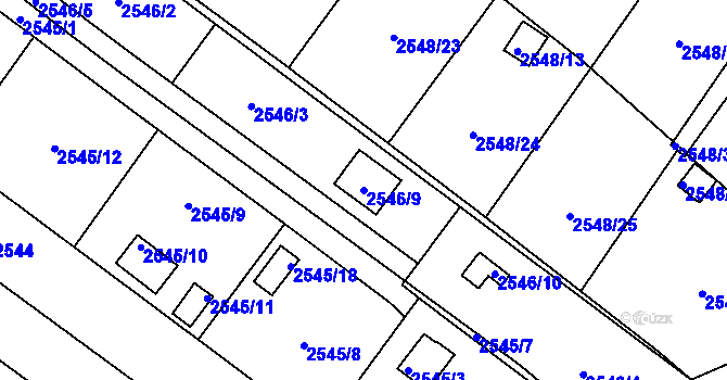 Parcela st. 2546/9 v KÚ Soběslav, Katastrální mapa