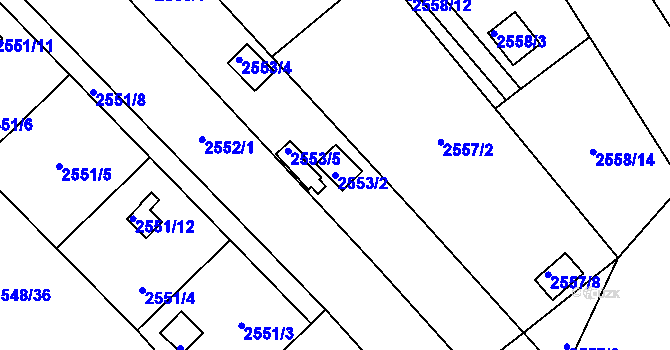 Parcela st. 2553/2 v KÚ Soběslav, Katastrální mapa