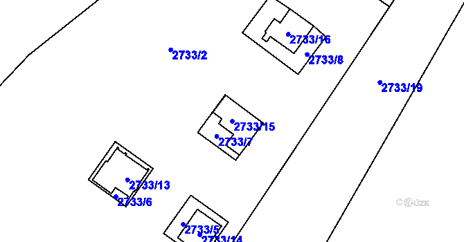 Parcela st. 2733/15 v KÚ Soběslav, Katastrální mapa
