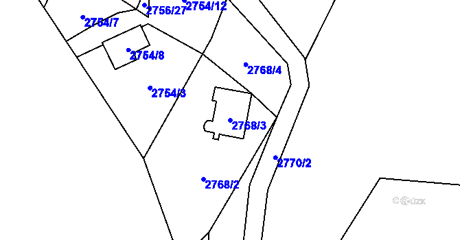 Parcela st. 2768/3 v KÚ Soběslav, Katastrální mapa