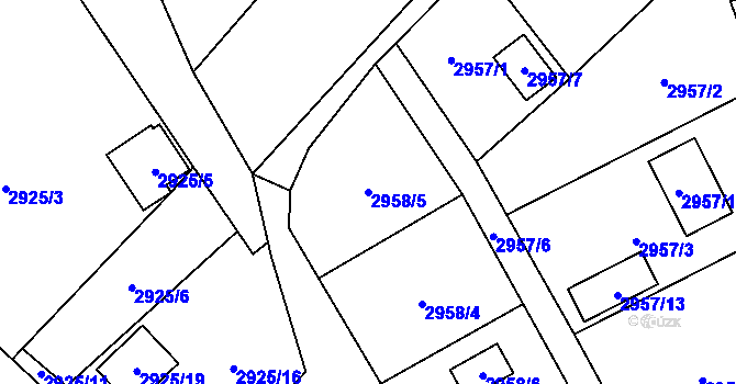 Parcela st. 2958/5 v KÚ Soběslav, Katastrální mapa