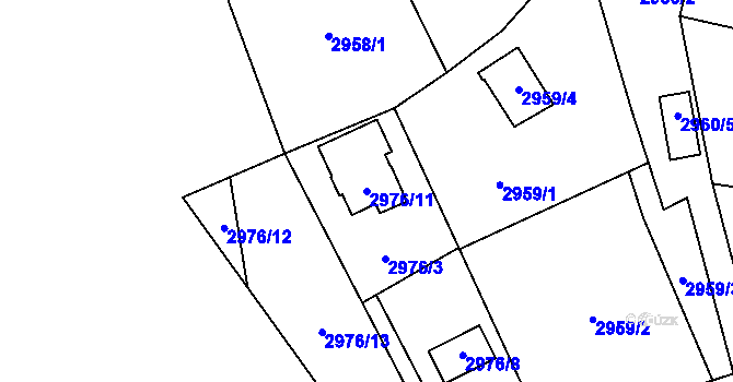 Parcela st. 2976/11 v KÚ Soběslav, Katastrální mapa