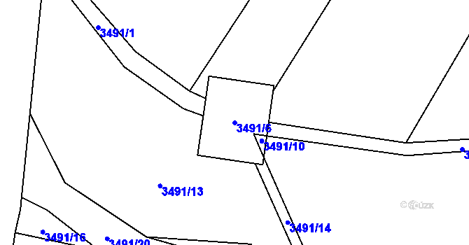 Parcela st. 3491/6 v KÚ Soběslav, Katastrální mapa