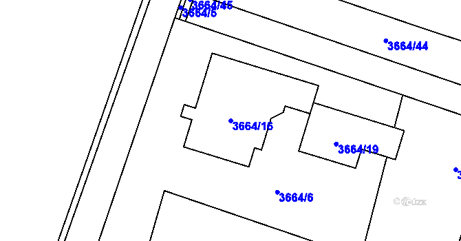Parcela st. 3664/16 v KÚ Soběslav, Katastrální mapa