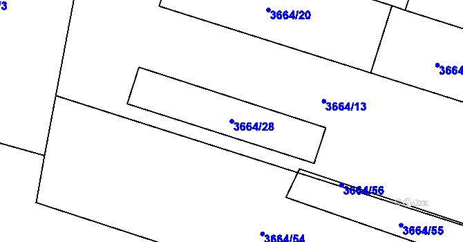 Parcela st. 3664/28 v KÚ Soběslav, Katastrální mapa