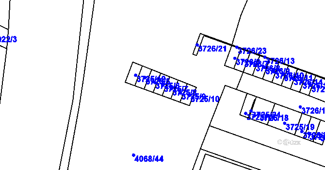 Parcela st. 3725/7 v KÚ Soběslav, Katastrální mapa