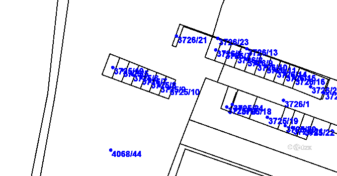 Parcela st. 3725/10 v KÚ Soběslav, Katastrální mapa