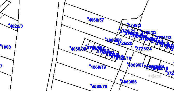 Parcela st. 3725/12 v KÚ Soběslav, Katastrální mapa