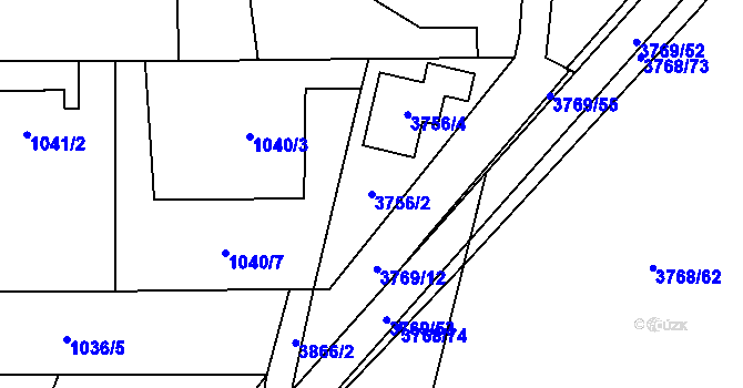 Parcela st. 3756/2 v KÚ Soběslav, Katastrální mapa
