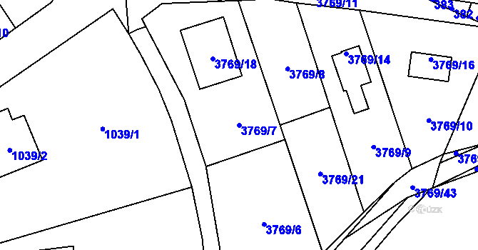 Parcela st. 3769/7 v KÚ Soběslav, Katastrální mapa