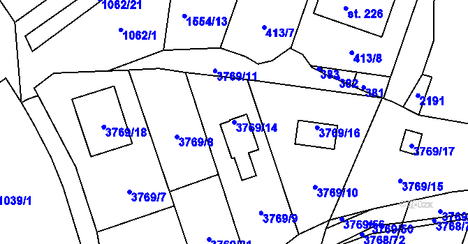 Parcela st. 3769/14 v KÚ Soběslav, Katastrální mapa