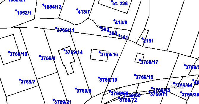 Parcela st. 3769/16 v KÚ Soběslav, Katastrální mapa