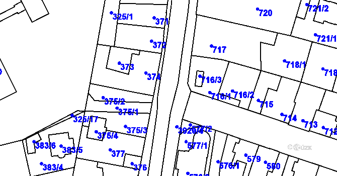Parcela st. 3988 v KÚ Soběslav, Katastrální mapa