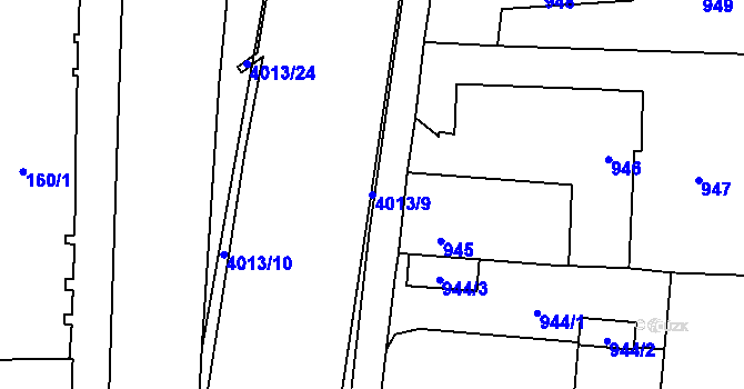 Parcela st. 4013/9 v KÚ Soběslav, Katastrální mapa