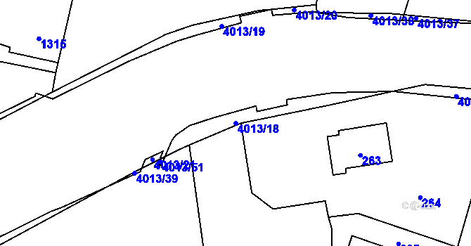 Parcela st. 4013/18 v KÚ Soběslav, Katastrální mapa