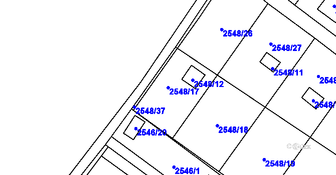 Parcela st. 2548/17 v KÚ Soběslav, Katastrální mapa
