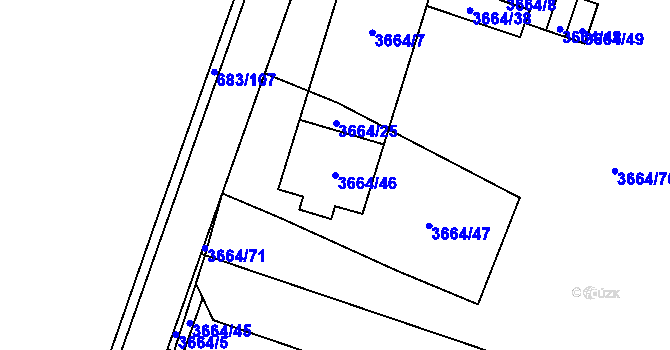 Parcela st. 3664/46 v KÚ Soběslav, Katastrální mapa