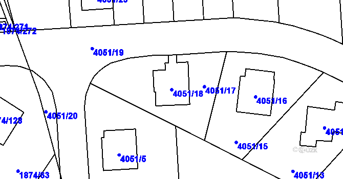 Parcela st. 4051/18 v KÚ Soběslav, Katastrální mapa