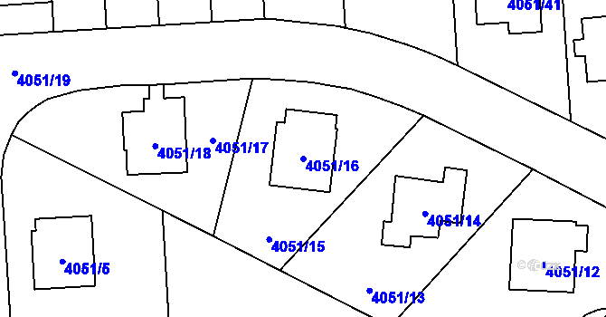 Parcela st. 4051/16 v KÚ Soběslav, Katastrální mapa