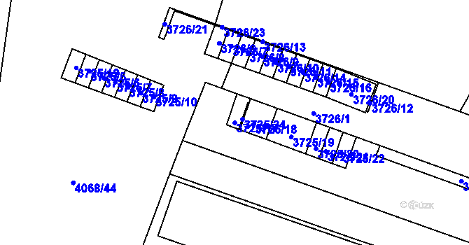 Parcela st. 3725/17 v KÚ Soběslav, Katastrální mapa