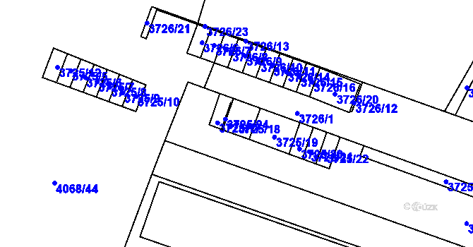 Parcela st. 3725/18 v KÚ Soběslav, Katastrální mapa