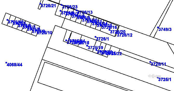 Parcela st. 3725/19 v KÚ Soběslav, Katastrální mapa