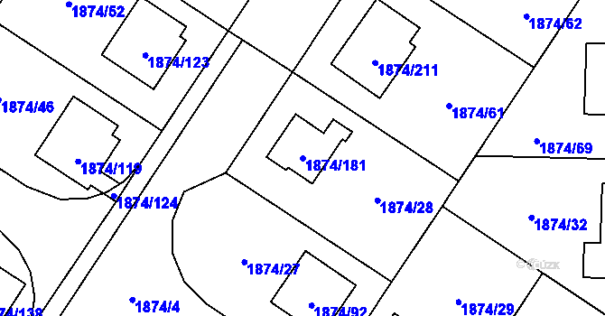 Parcela st. 1874/181 v KÚ Soběslav, Katastrální mapa