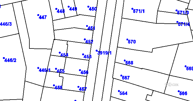 Parcela st. 3919/1 v KÚ Soběslav, Katastrální mapa
