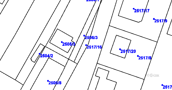 Parcela st. 2517/16 v KÚ Soběslav, Katastrální mapa