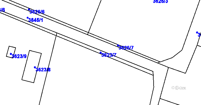 Parcela st. 3623/7 v KÚ Soběslav, Katastrální mapa