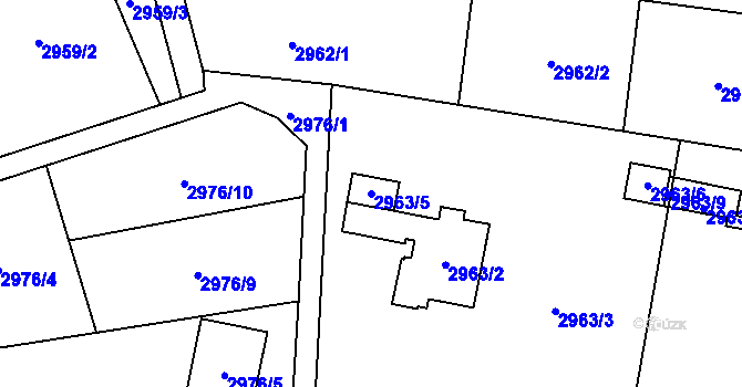 Parcela st. 2963/5 v KÚ Soběslav, Katastrální mapa