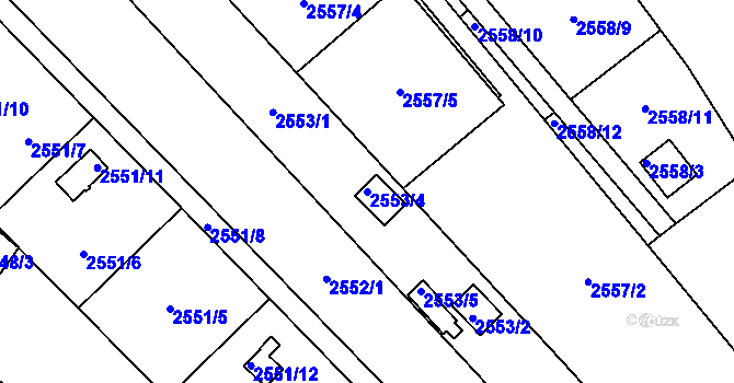 Parcela st. 2553/4 v KÚ Soběslav, Katastrální mapa