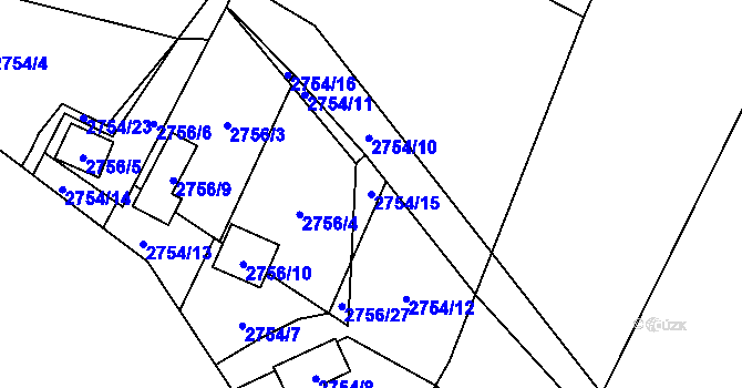 Parcela st. 2754/15 v KÚ Soběslav, Katastrální mapa