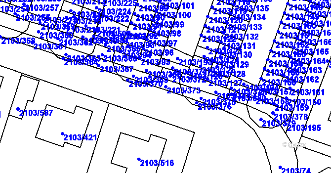 Parcela st. 2103/373 v KÚ Soběslav, Katastrální mapa