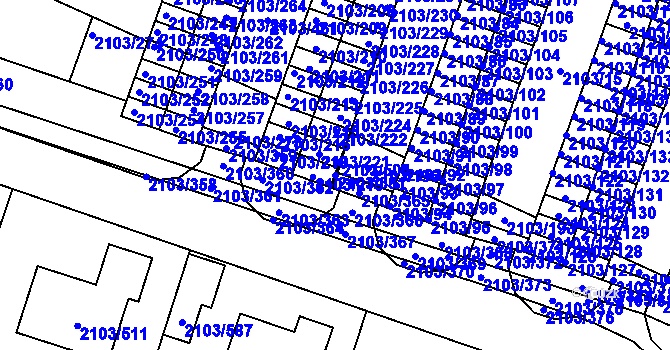 Parcela st. 2103/381 v KÚ Soběslav, Katastrální mapa