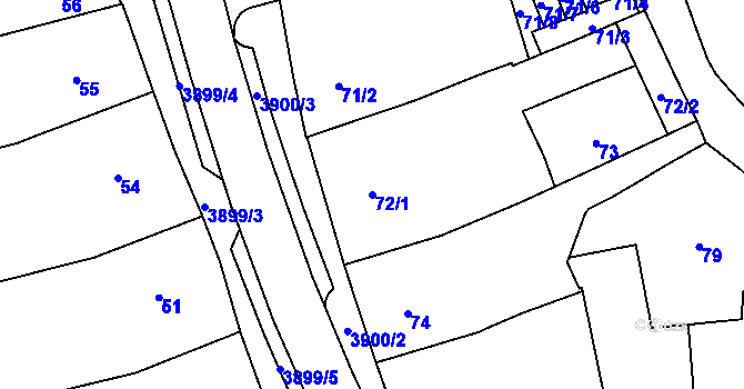 Parcela st. 72/1 v KÚ Soběslav, Katastrální mapa