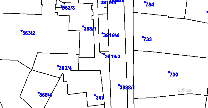 Parcela st. 3919/3 v KÚ Soběslav, Katastrální mapa