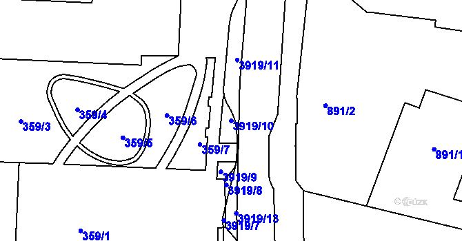 Parcela st. 3919/10 v KÚ Soběslav, Katastrální mapa
