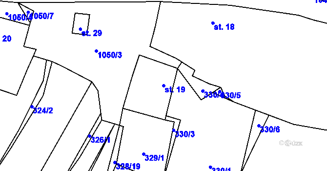 Parcela st. 19 v KÚ Chlebov, Katastrální mapa
