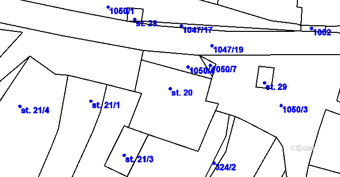Parcela st. 20 v KÚ Chlebov, Katastrální mapa