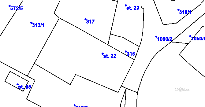 Parcela st. 22 v KÚ Chlebov, Katastrální mapa
