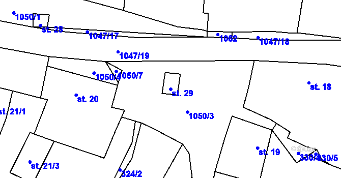 Parcela st. 29 v KÚ Chlebov, Katastrální mapa