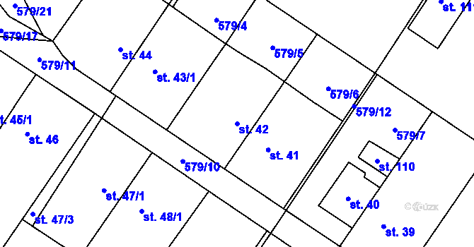 Parcela st. 42 v KÚ Chlebov, Katastrální mapa