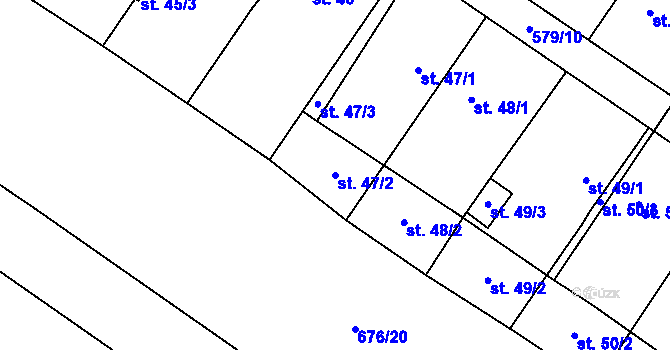 Parcela st. 47/2 v KÚ Chlebov, Katastrální mapa