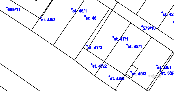 Parcela st. 47/3 v KÚ Chlebov, Katastrální mapa