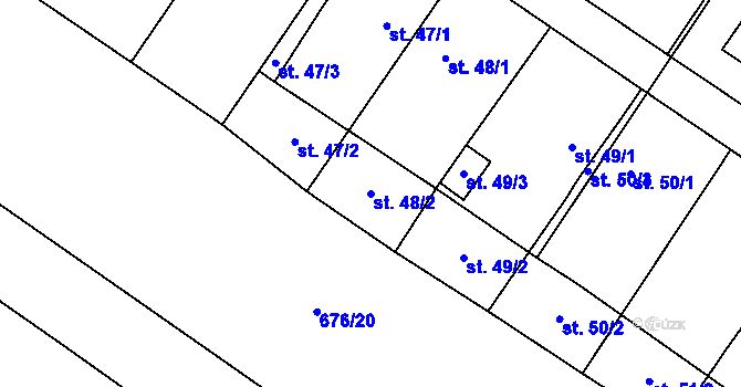 Parcela st. 48/2 v KÚ Chlebov, Katastrální mapa