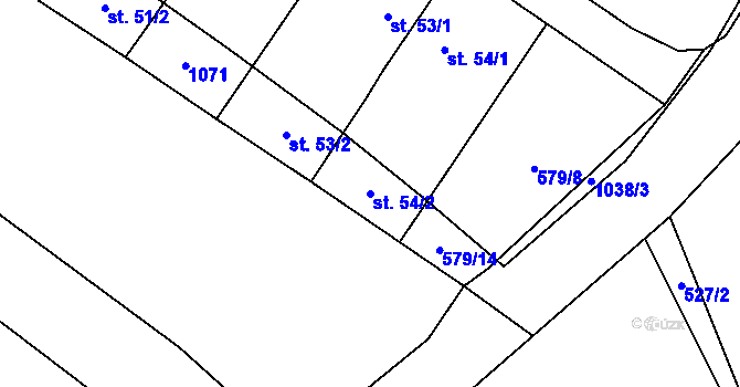 Parcela st. 54/2 v KÚ Chlebov, Katastrální mapa